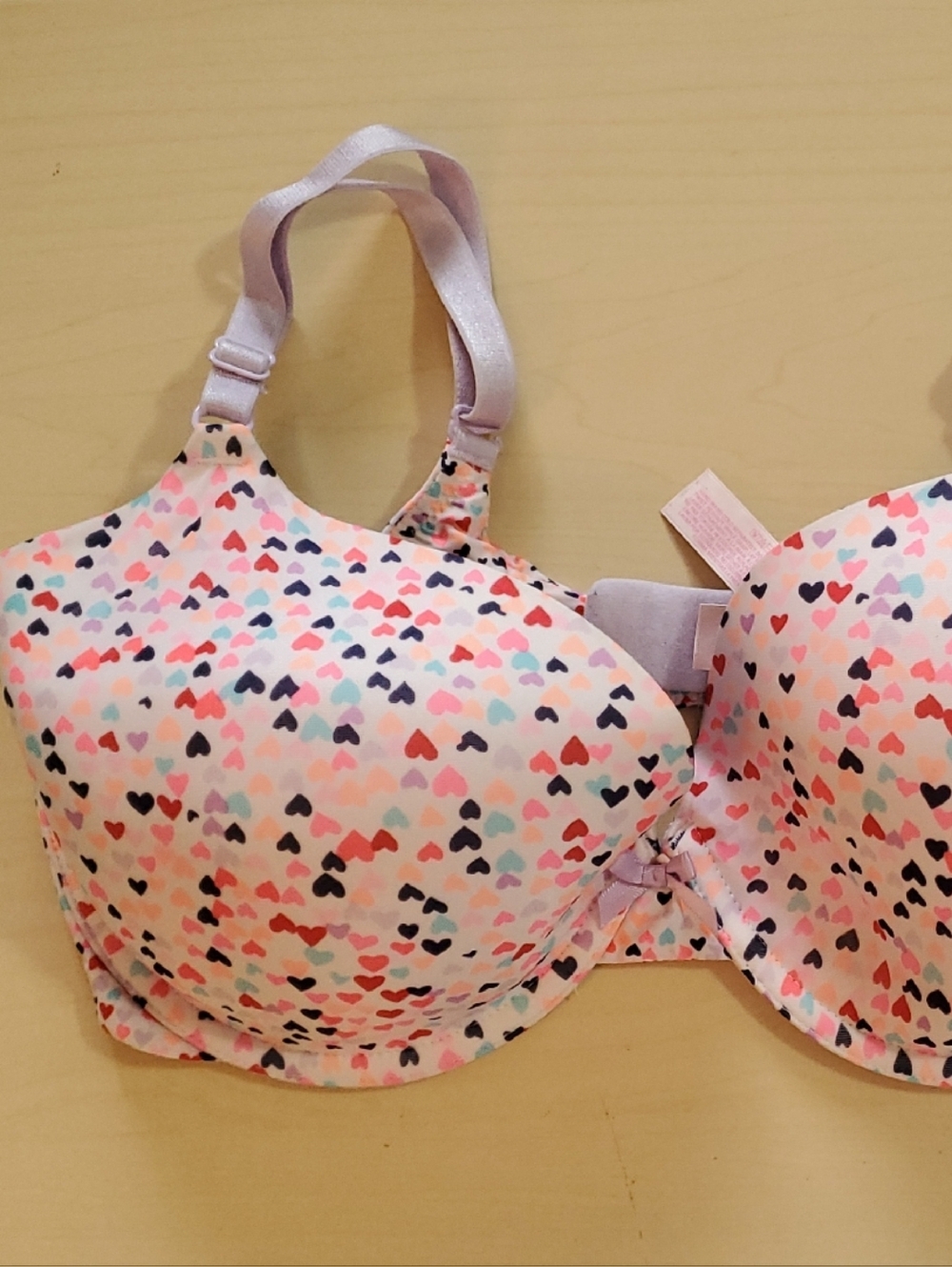Victoria's Secret Lavender Pink Heart-Print T-Shirt Bra
